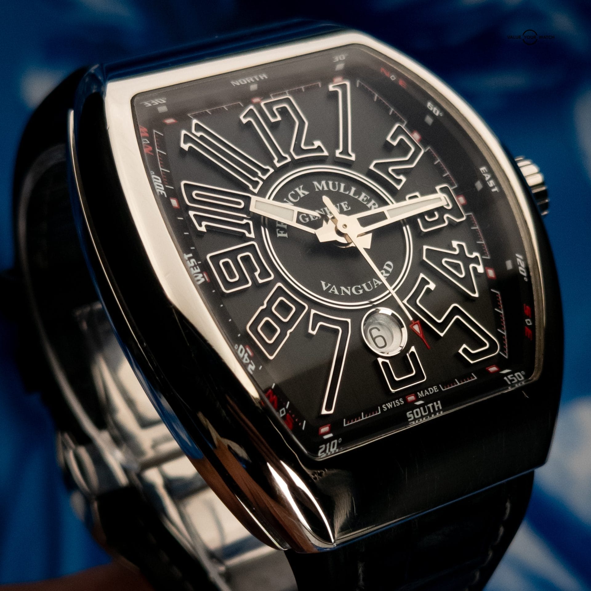 Franck Muller Vanguard V 45 SC DT AC.NR Stainless Steel Black Dial 44mm Full Set - Image 6