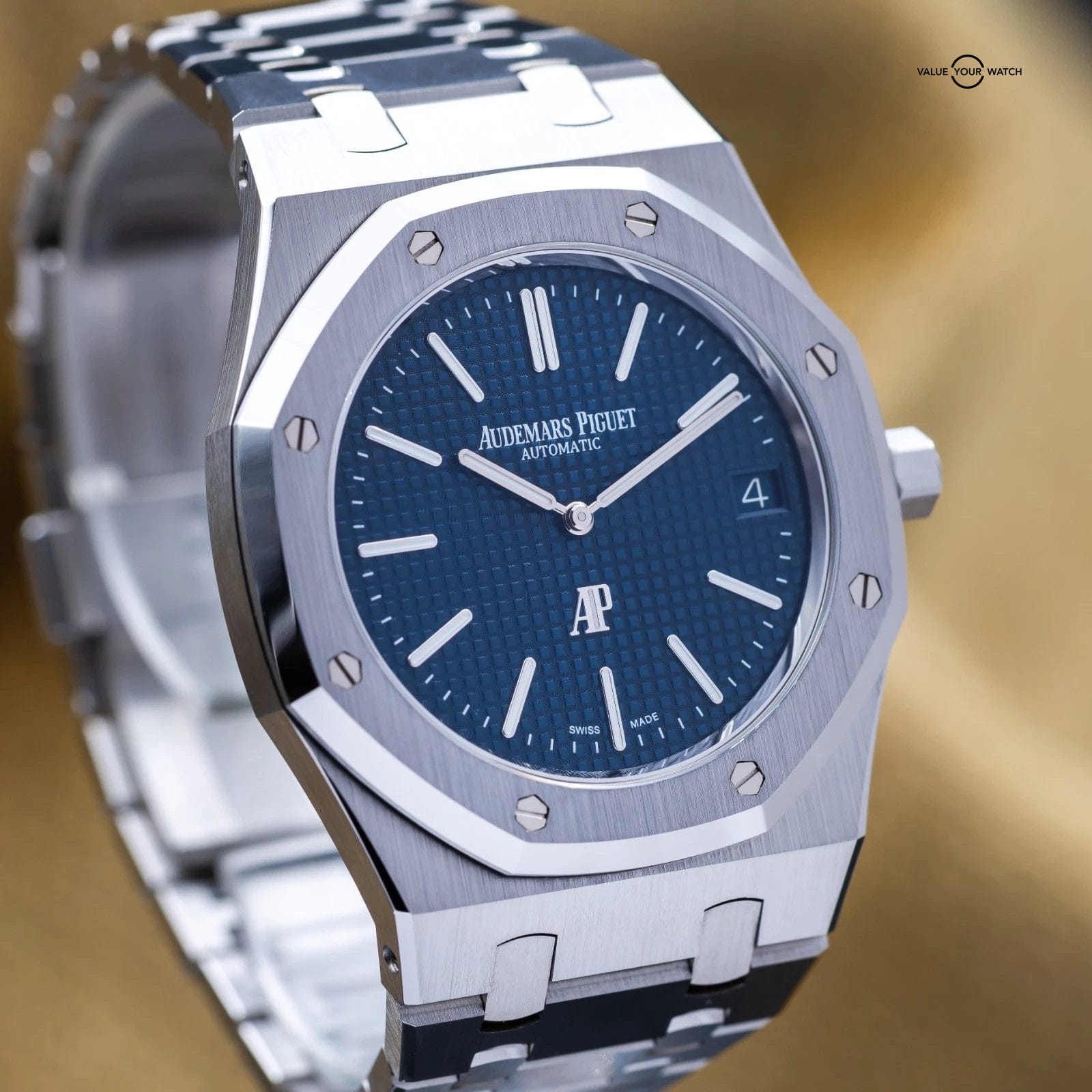 Audemars Piguet Royal Oak ‘Jumbo’ Extra Thin Steel Blue 39mm AP 16202ST Full Set - Image 4