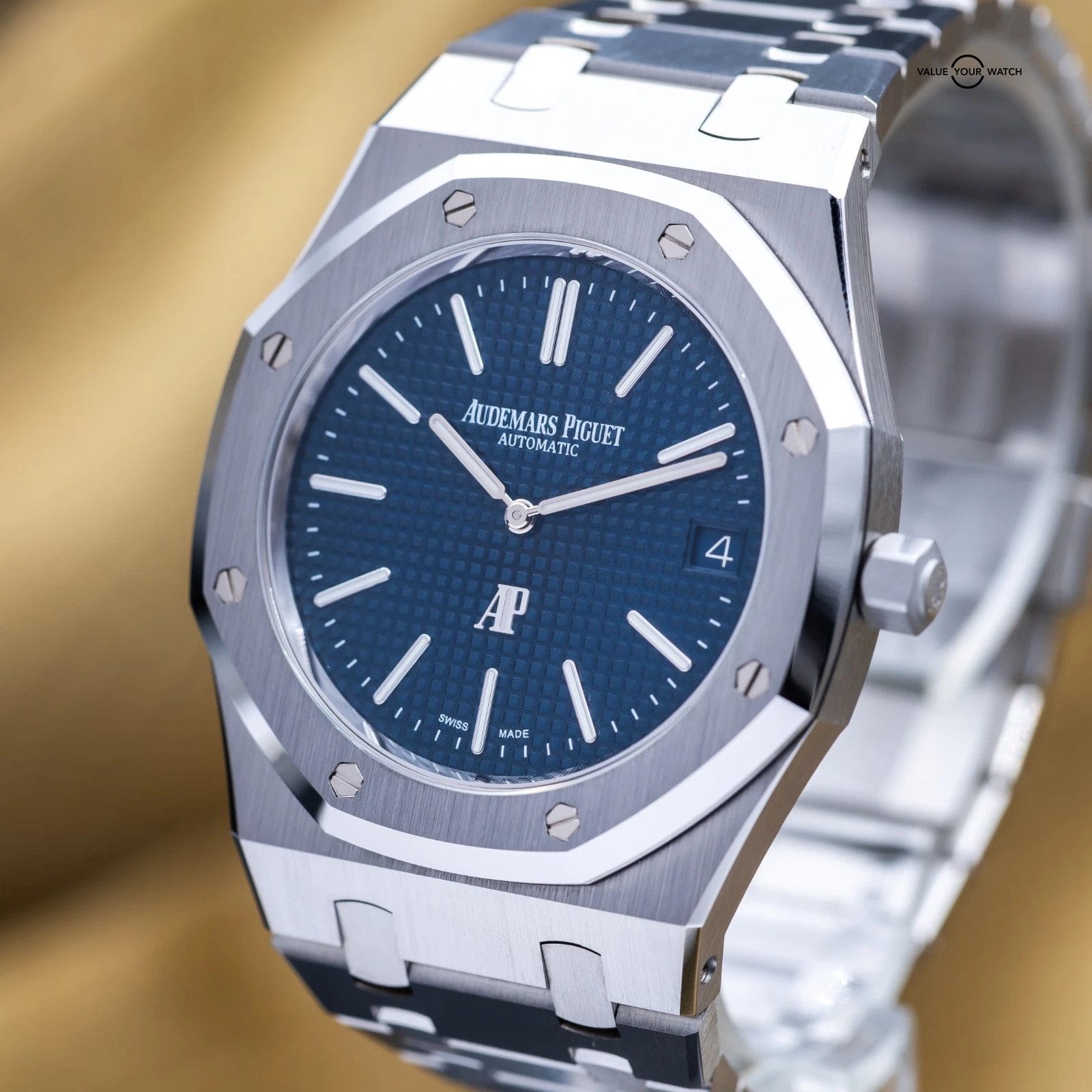 Audemars Piguet Royal Oak ‘Jumbo’ Extra Thin Steel Blue 39mm AP 16202ST Full Set - Image 5