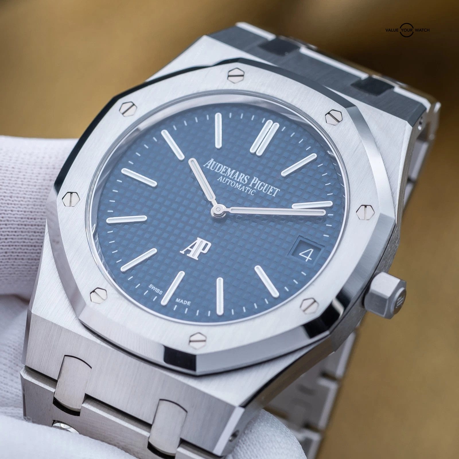 Audemars Piguet Royal Oak ‘Jumbo’ Extra Thin Steel Blue 39mm AP 16202ST Full Set - Image 15