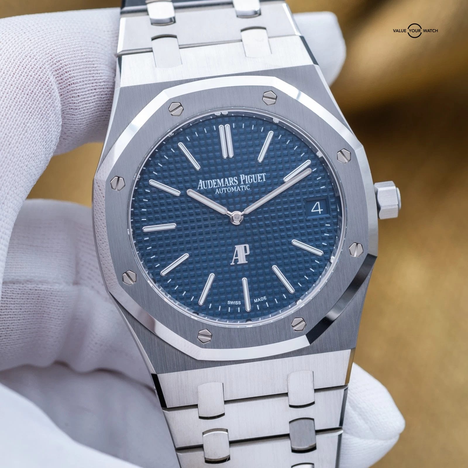 Audemars Piguet Royal Oak ‘Jumbo’ Extra Thin Steel Blue 39mm AP 16202ST Full Set - Image 16