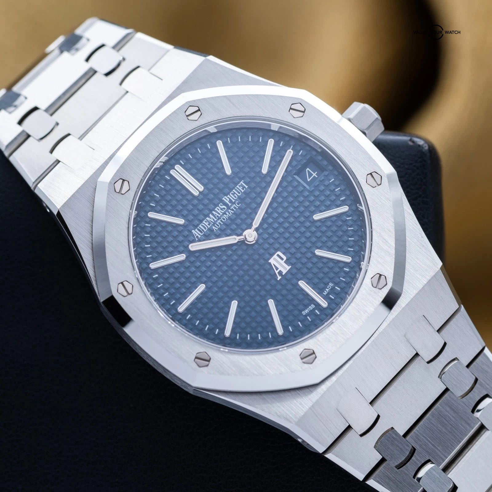 Audemars Piguet Royal Oak ‘Jumbo’ Extra Thin Steel Blue 39mm AP 16202ST Full Set - Image 18