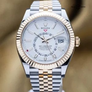 Rolex Sky-Dweller Yellow Gold Steel 42mm White Dial 336933 – 2023 Full Set
