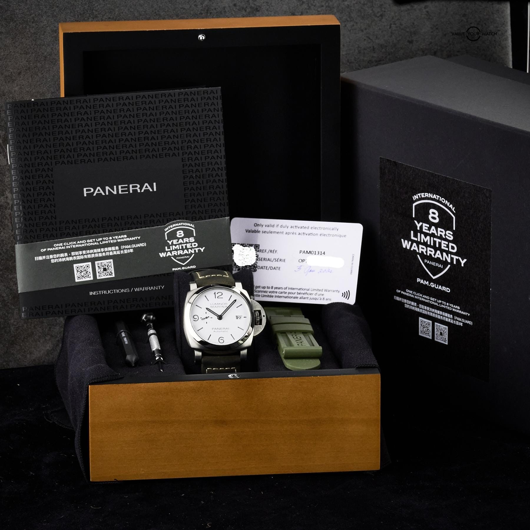 Panerai Luminor Marina 44mm Steel White Dial PAM01314 Full Set - Image 3