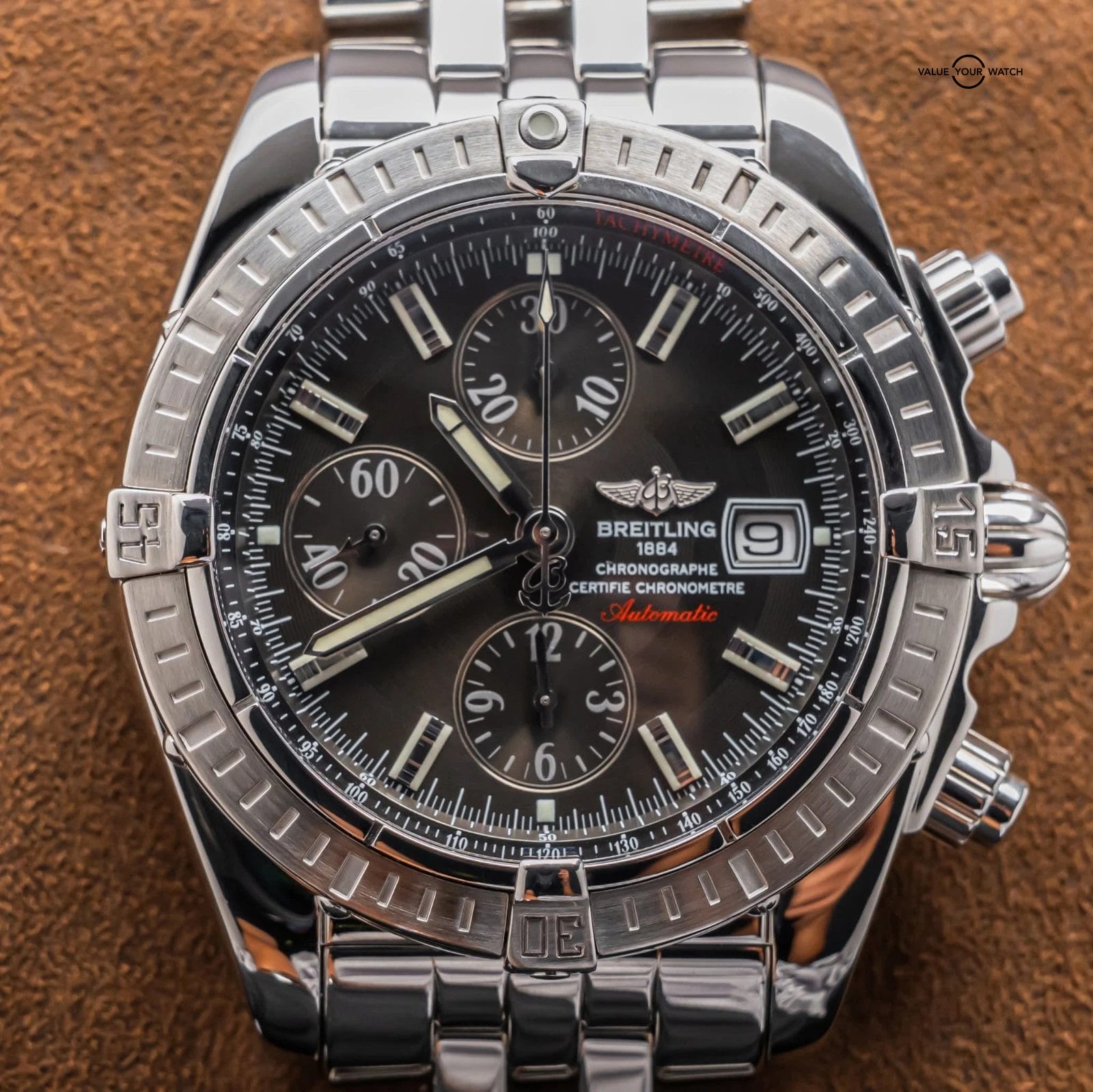 Breitling Chronomat Evolution 43mm Gray Dial Bracelet Box Chronograph A13356 - Image 6