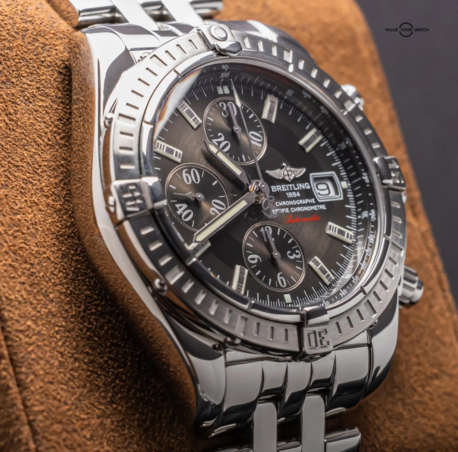 Breitling Chronomat Evolution 43mm Gray Dial Bracelet Box Chronograph A13356 - Image 8