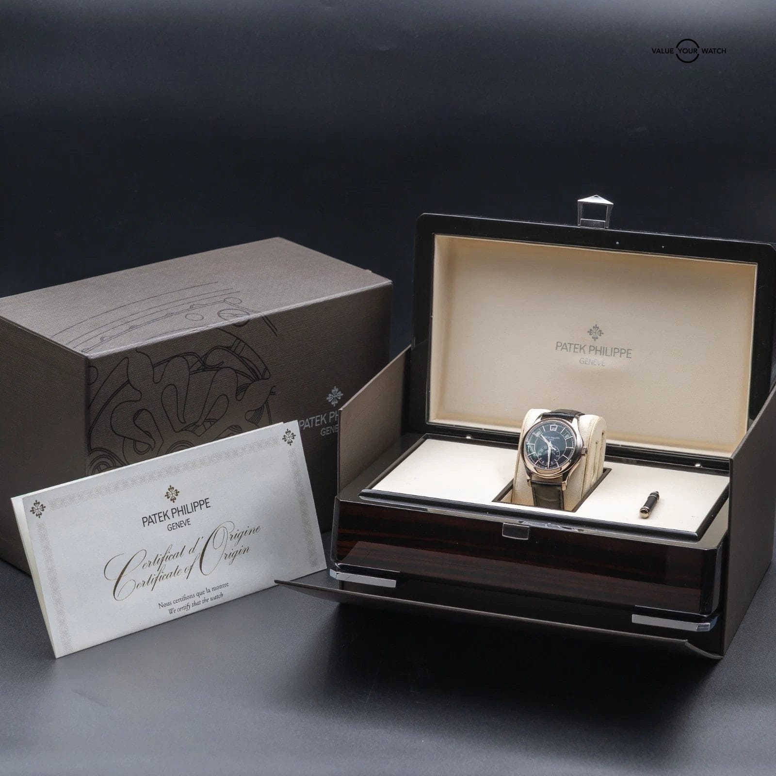 Patek Philippe Annual Calendar Moonphase White Gold Blue 40mm - 5205G Full Set - Image 9