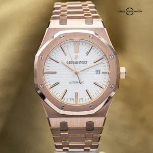 Audemars Piguet Royal Oak 41mm AP 15400OR Rose Gold White Silver Dial Full Set