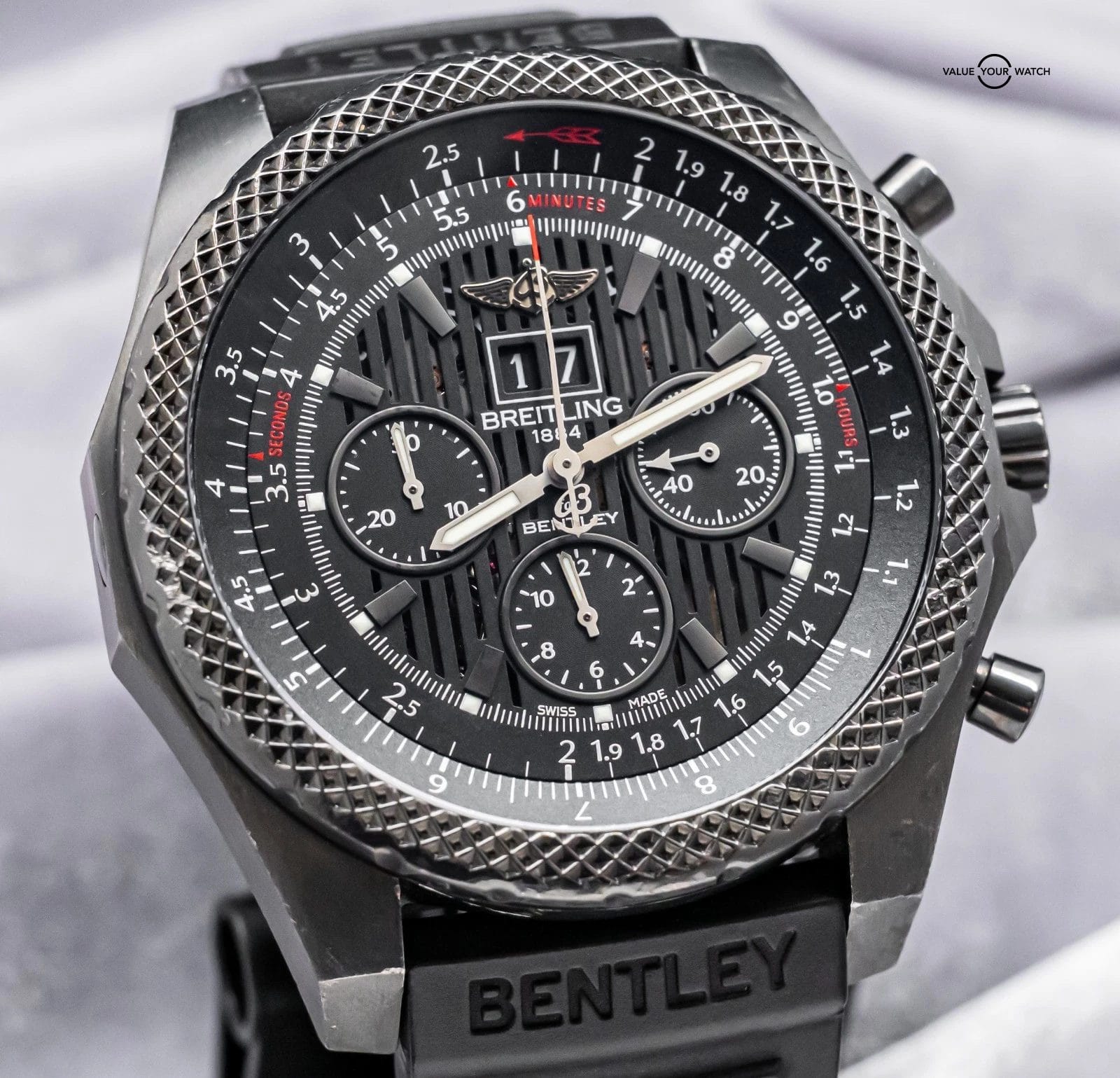 Breitling Bentley 6.75 Speed Midnight Carbon $11K MSRP Complete M44364