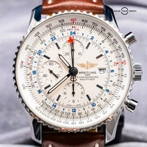 Breitling Navitimer World GMT 46mm Brown Leather Steel Aviation A2432212/G571