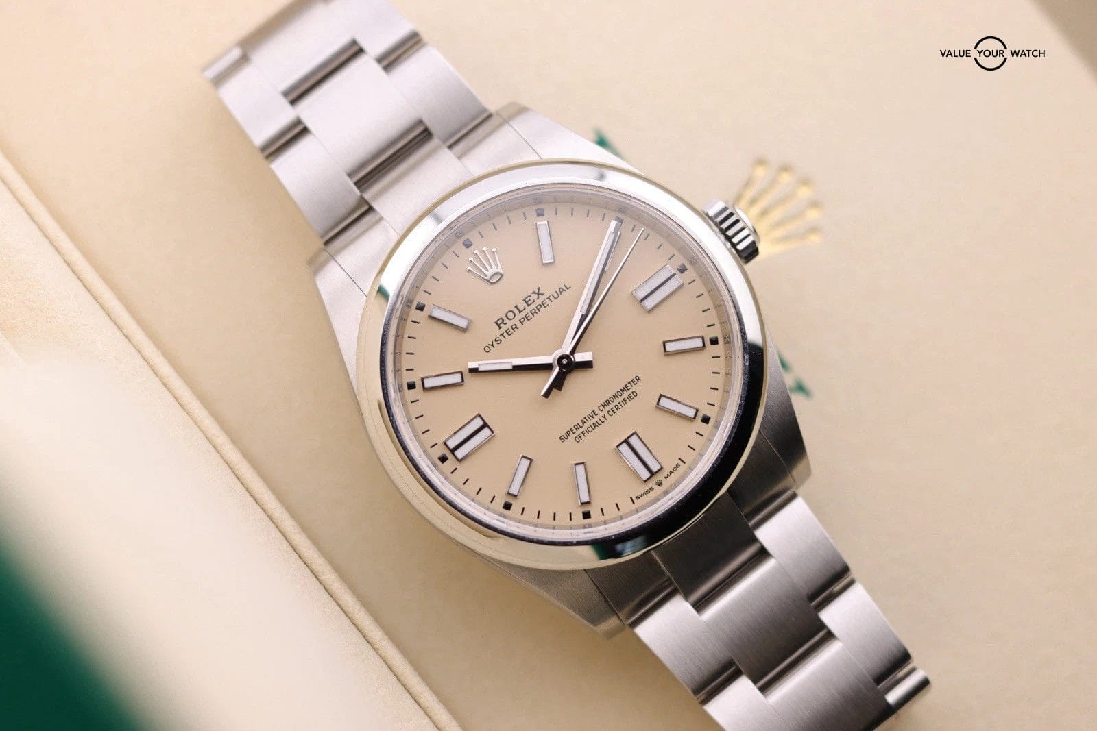 EXCELLENT 2025 Rolex Oyster Perpetual OP41 BEIGE Stainless Steel 41mm 134300