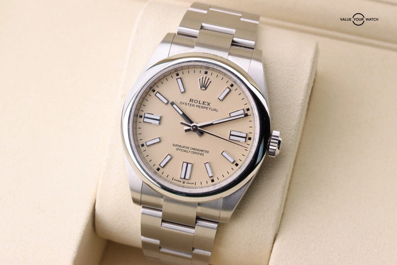 EXCELLENT 2025 Rolex Oyster Perpetual OP41 BEIGE Stainless Steel 41mm 134300 - Image 5