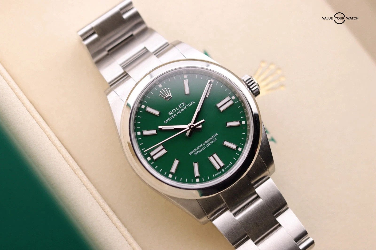 Unworn Rolex Oyster Perpetual 41mm Stainless Steel Green 134300 Dated 2026
