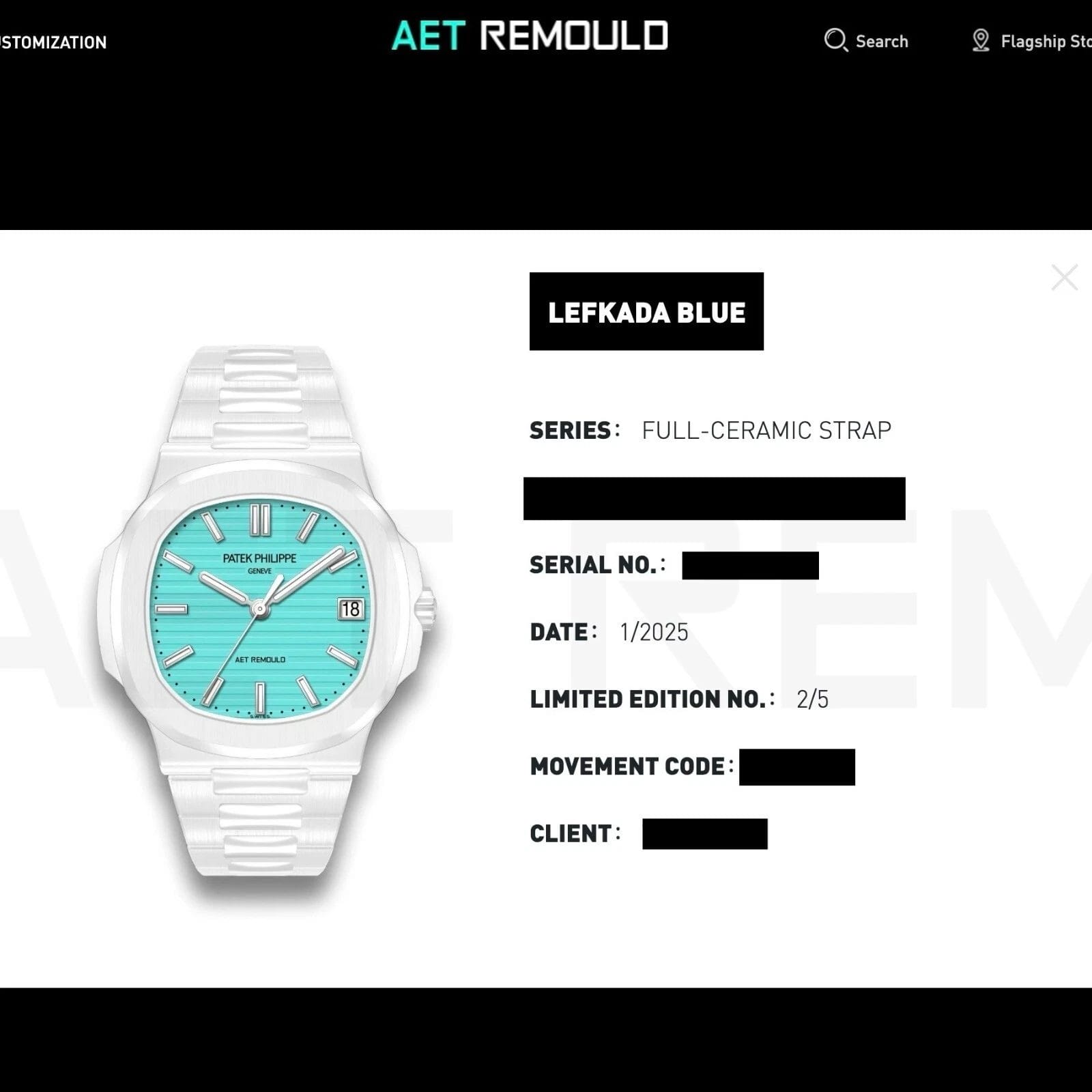 2025 Patek Philippe Nautilus 5711 White Ceramic Lefkada Blue by AET Remould - Image 14