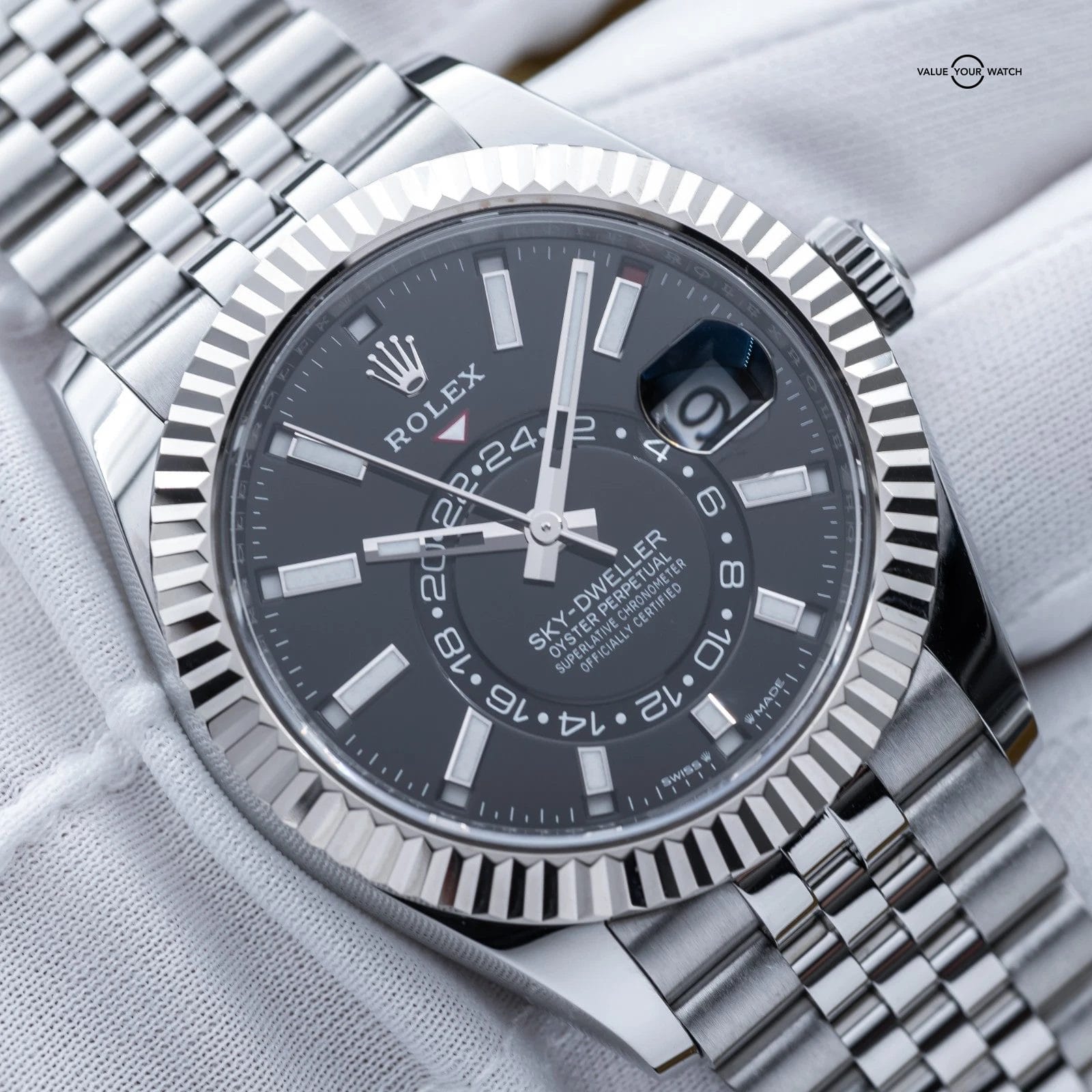 2025 Rolex Sky-Dweller White Gold Steel Black Dial 42mm Jubilee 336934 Full Set - Image 16