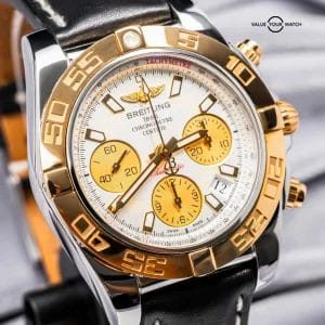 Breitling Chronomat 41mm Rose Gold Silver Dial Complete Boxes Papers B01 CB0140