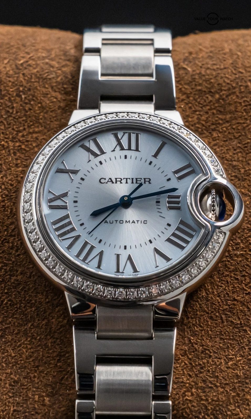 Cartier Ballon Bleu 33 mm Ice Blue Dial DIAMONDS Complete WARRANTY W4BB0028 - Image 11