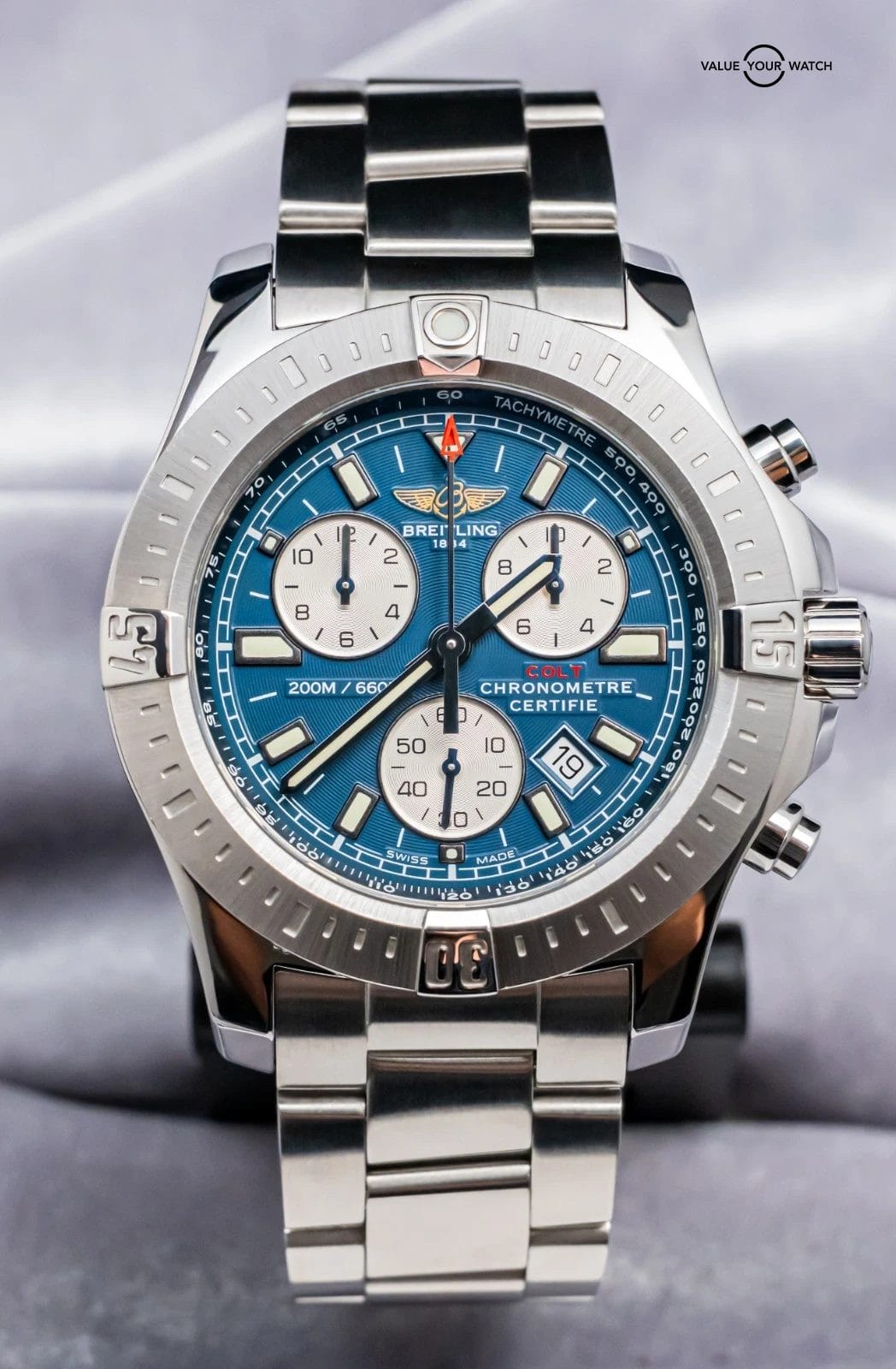 Breitling Colt Chronograph 44mm Mariner Blue Dial Complete Steel Quartz A73388 - Image 3