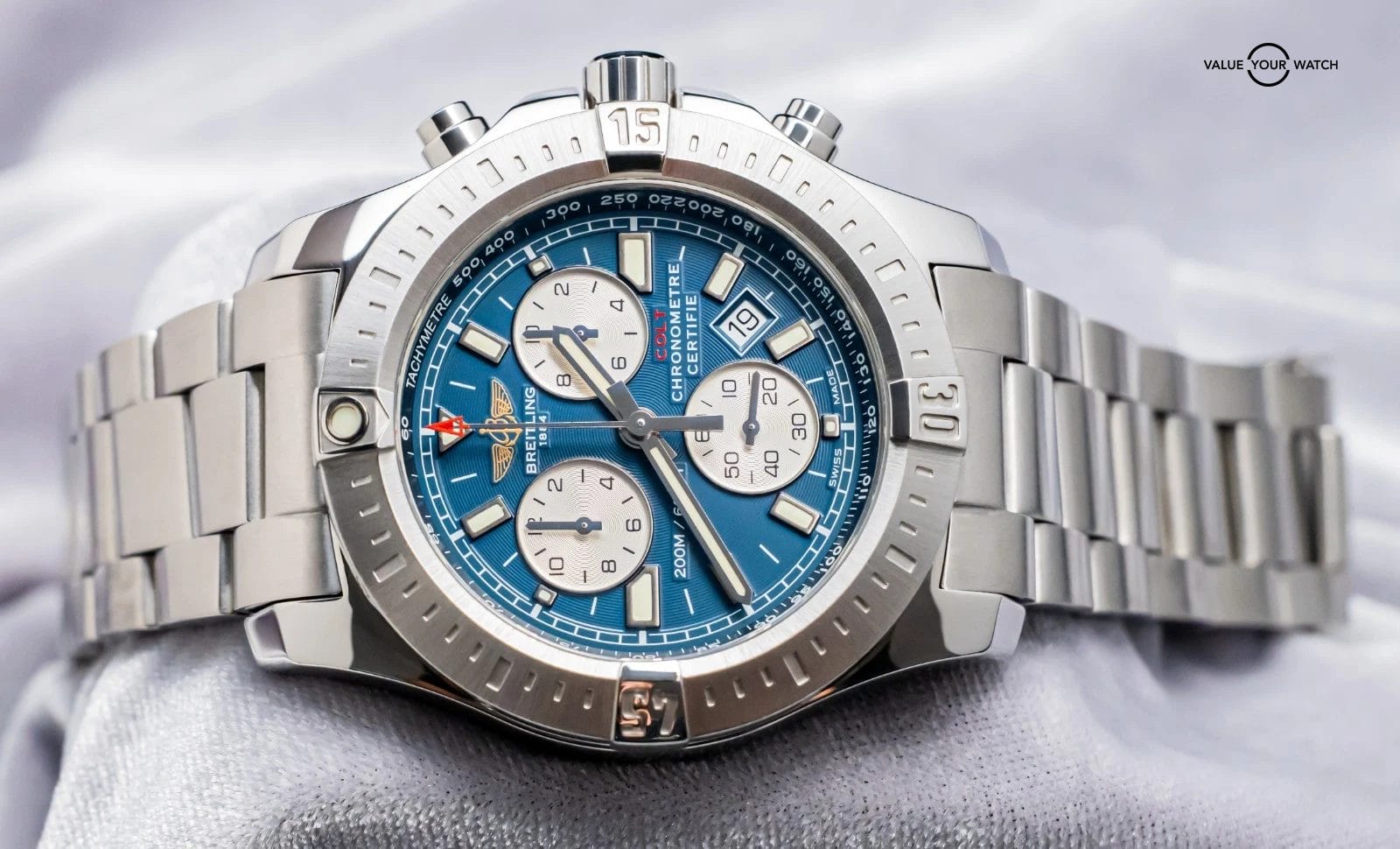 Breitling Colt Chronograph 44mm Mariner Blue Dial Complete Steel Quartz A73388 - Image 4