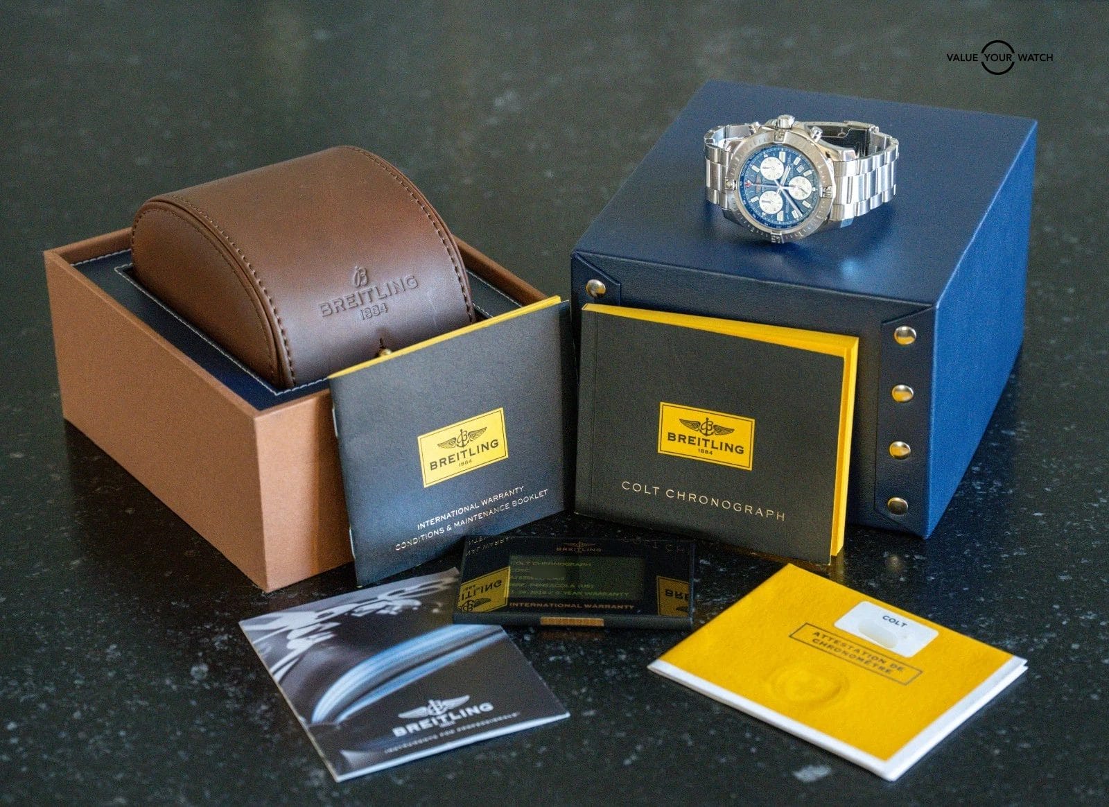 Breitling Colt Chronograph 44mm Mariner Blue Dial Complete Steel Quartz A73388 - Image 5