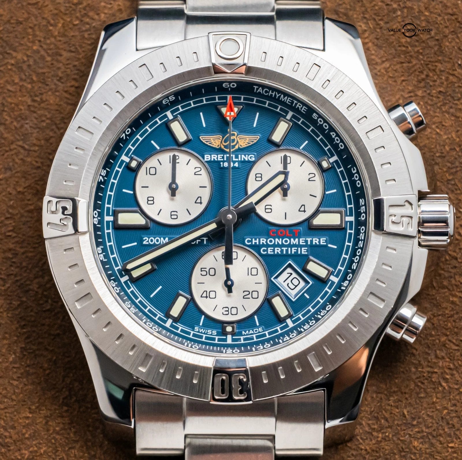 Breitling Colt Chronograph 44mm Mariner Blue Dial Complete Steel Quartz A73388 - Image 6