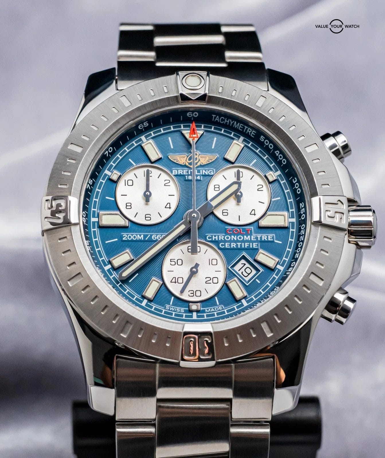 Breitling Colt Chronograph 44mm Mariner Blue Dial Complete Steel Quartz A73388 - Image 12