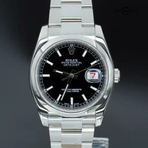 Rolex Datejust 116200 36mm Black Dial Roulette Date Wheel Oyster with Card!