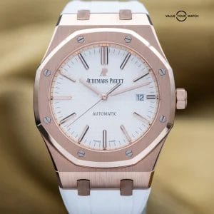 Audemars Piguet Royal Oak 41mm AP 15400OR Rose Gold White Silver Dial – Full Set