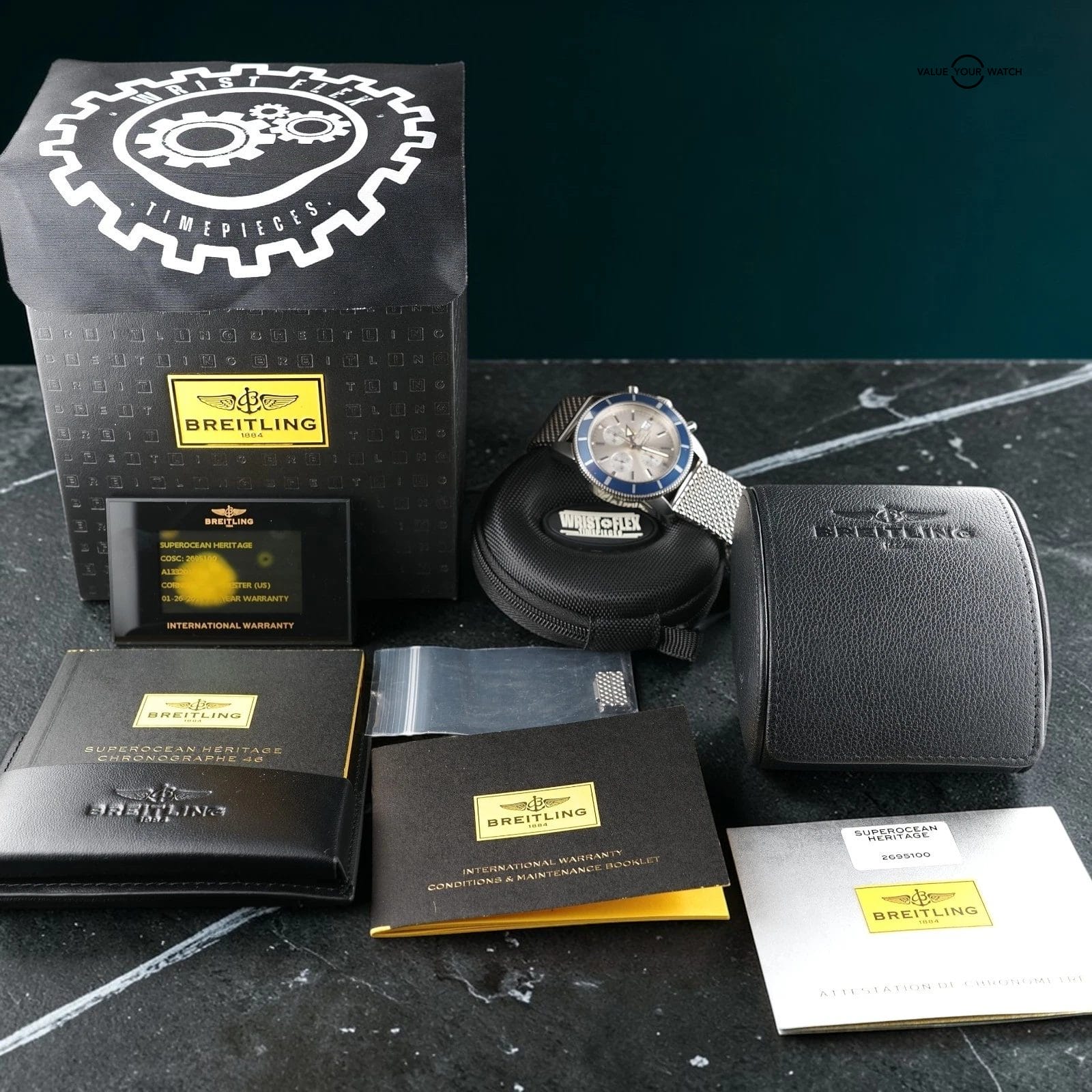 Breitling Superocean Heritage A13320 Chrono Cream/Silver Dial Bracelet -FULL SET - Image 12