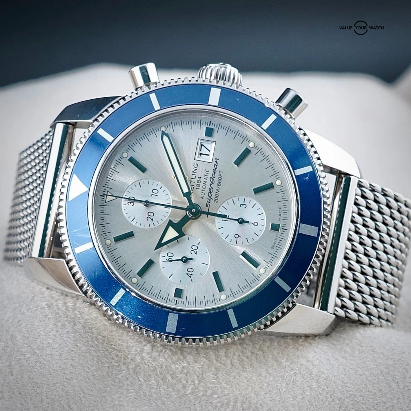 Breitling Superocean Heritage A13320 Chrono Cream/Silver Dial Bracelet -FULL SET - Image 13