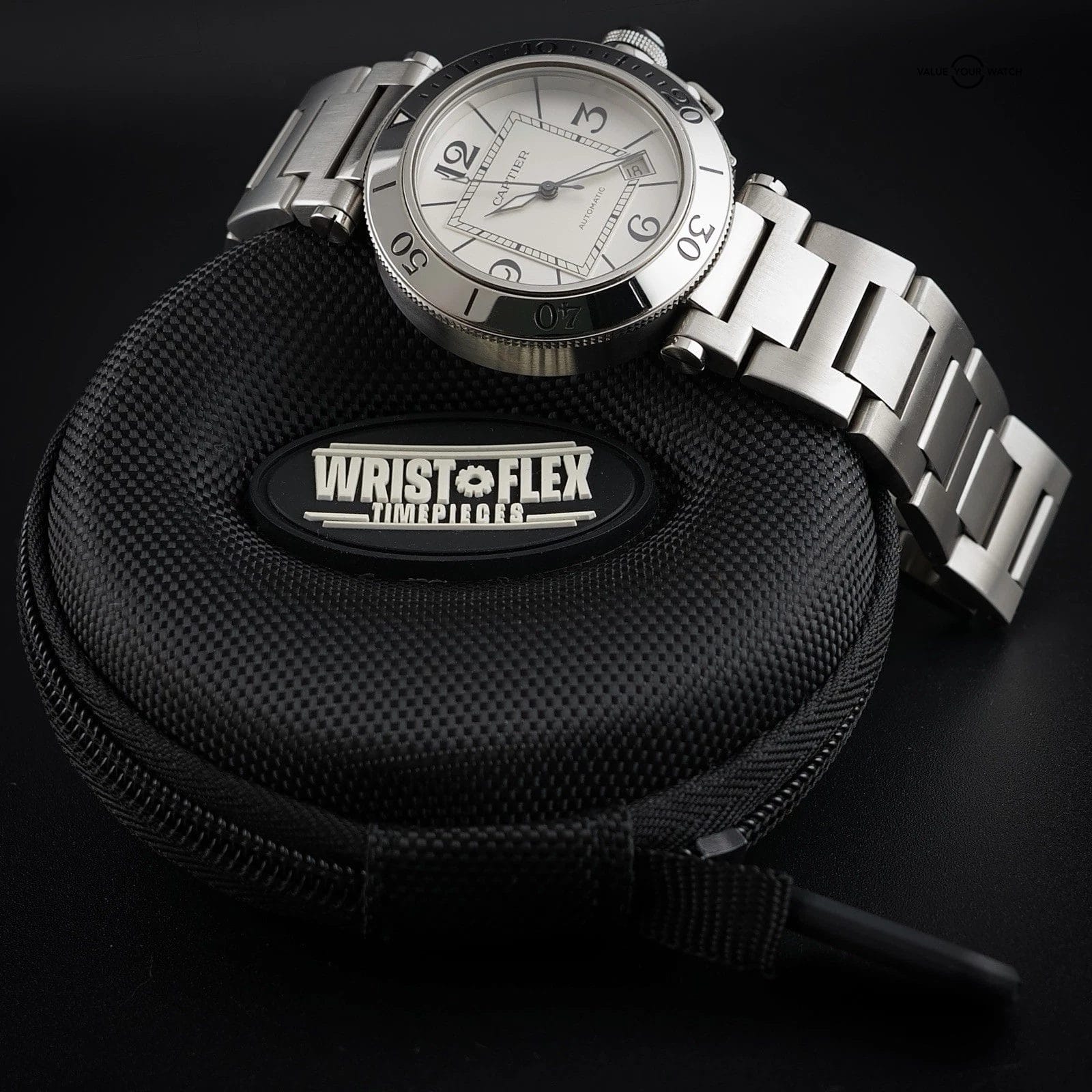 Cartier Pasha 40mm Automatic 2790 White Dial Steel Date Men’s Watch Box Bracelet - Image 13