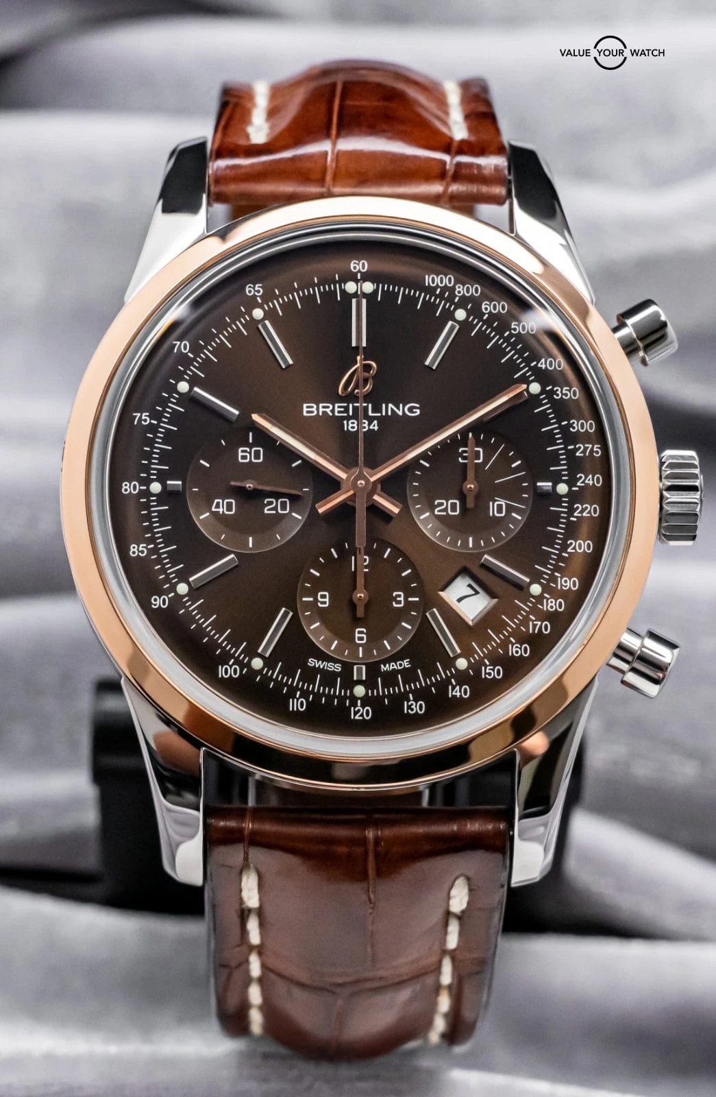 Breitling Transocean Chronograph 43mm Rose Gold Complete Set Bronze Dial UB0152 - Image 3