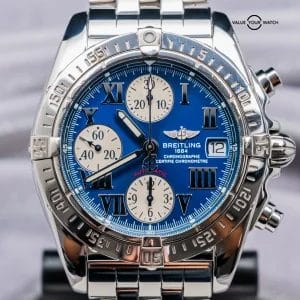 Breitling Chrono Cockpit 39mm Blue Dial Complete Bracelet Automatic Pilot A13358