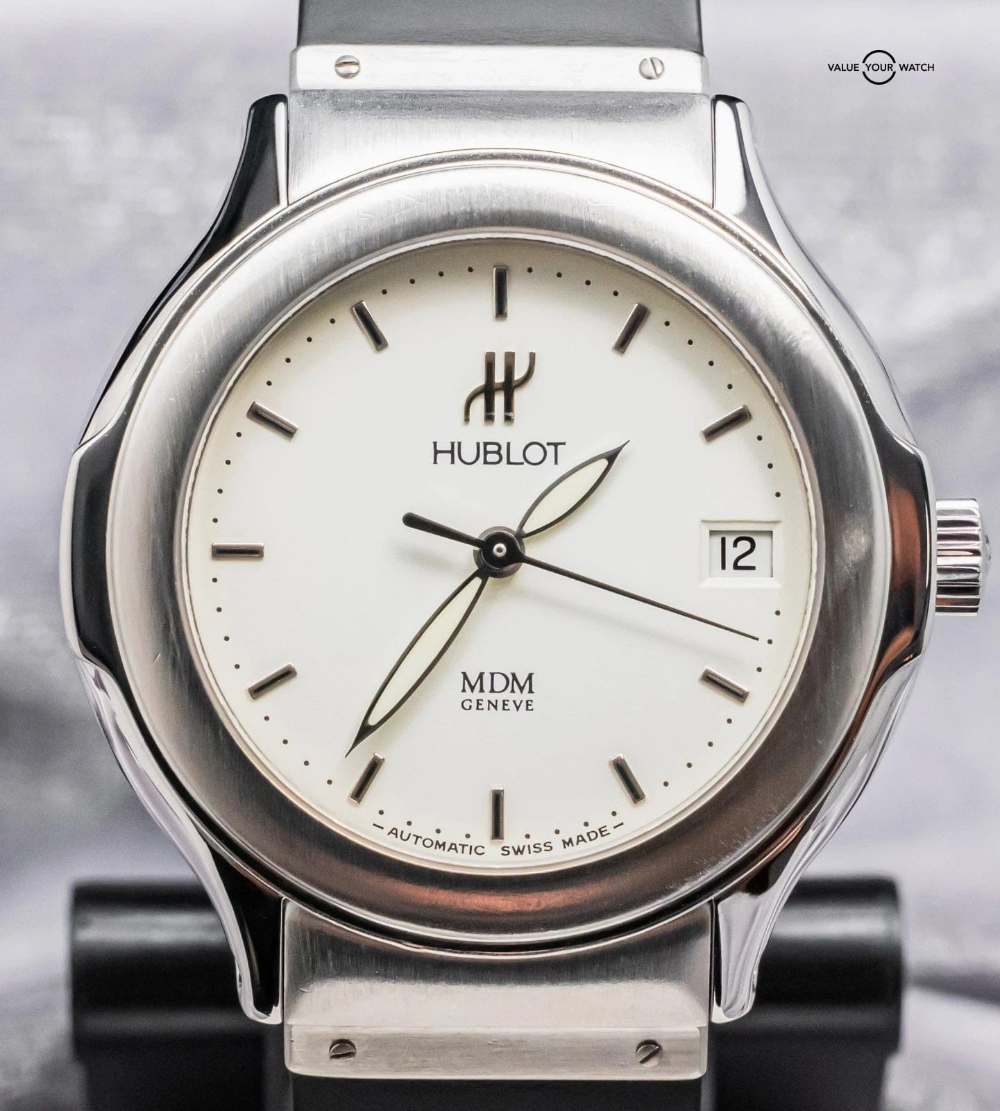 Hublot Elegant MDM Geneve 37mm White Dial Black Rubber Steel Automatic 1710.1