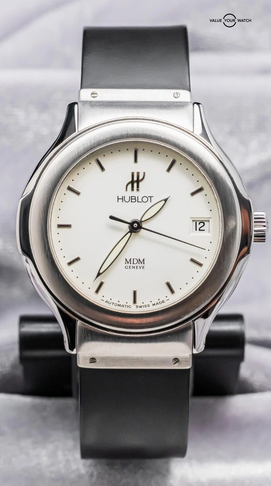 Hublot Elegant MDM Geneve 37mm White Dial Black Rubber Steel Automatic 1710.1 - Image 3