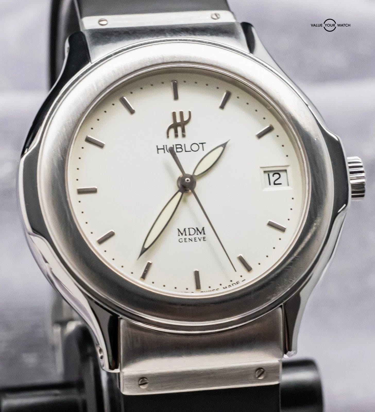 Hublot Elegant MDM Geneve 37mm White Dial Black Rubber Steel Automatic 1710.1 - Image 6