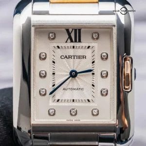 Cartier Tank Anglaise Large Model $14K MSRP Rose Gold Diamond Dial Auto WT100034