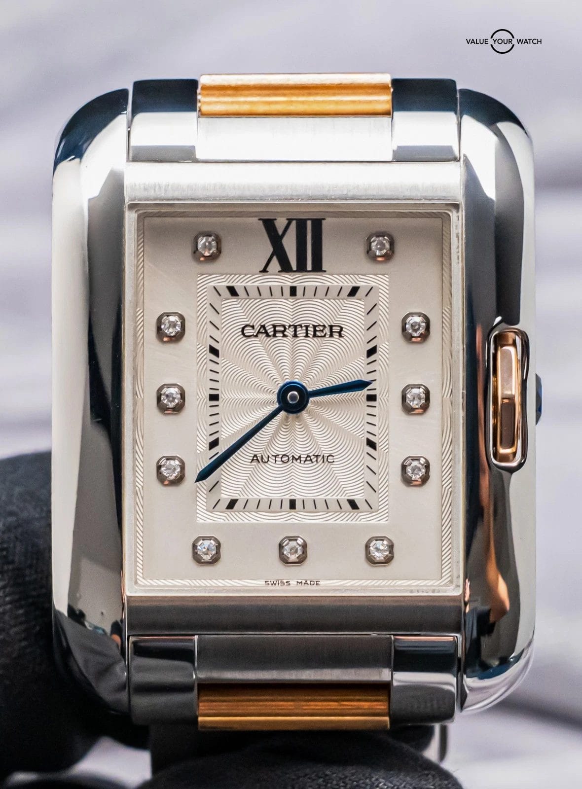 Cartier Tank Anglaise Large Model $14K MSRP Rose Gold Diamond Dial Auto WT100034