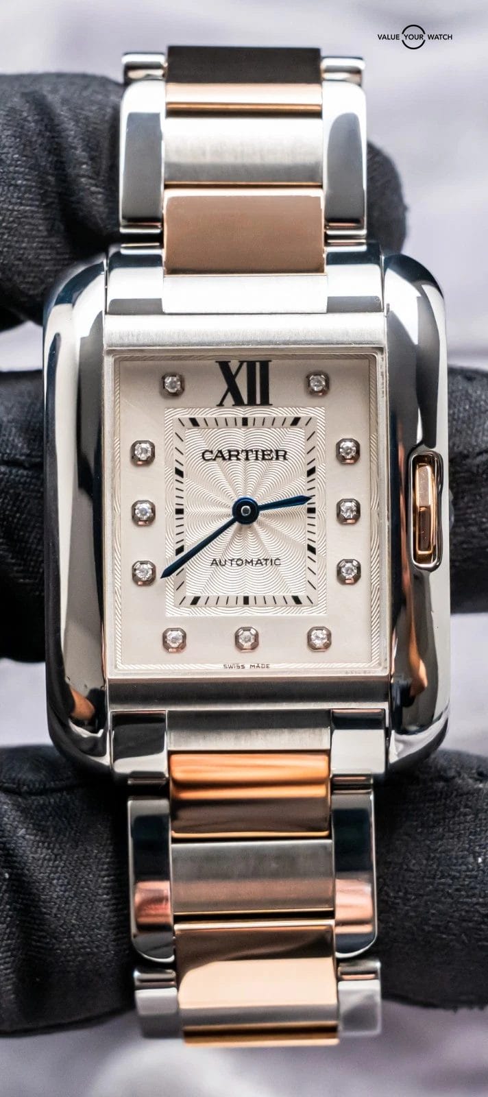 Cartier Tank Anglaise Large Model $14K MSRP Rose Gold Diamond Dial Auto WT100034 - Image 3