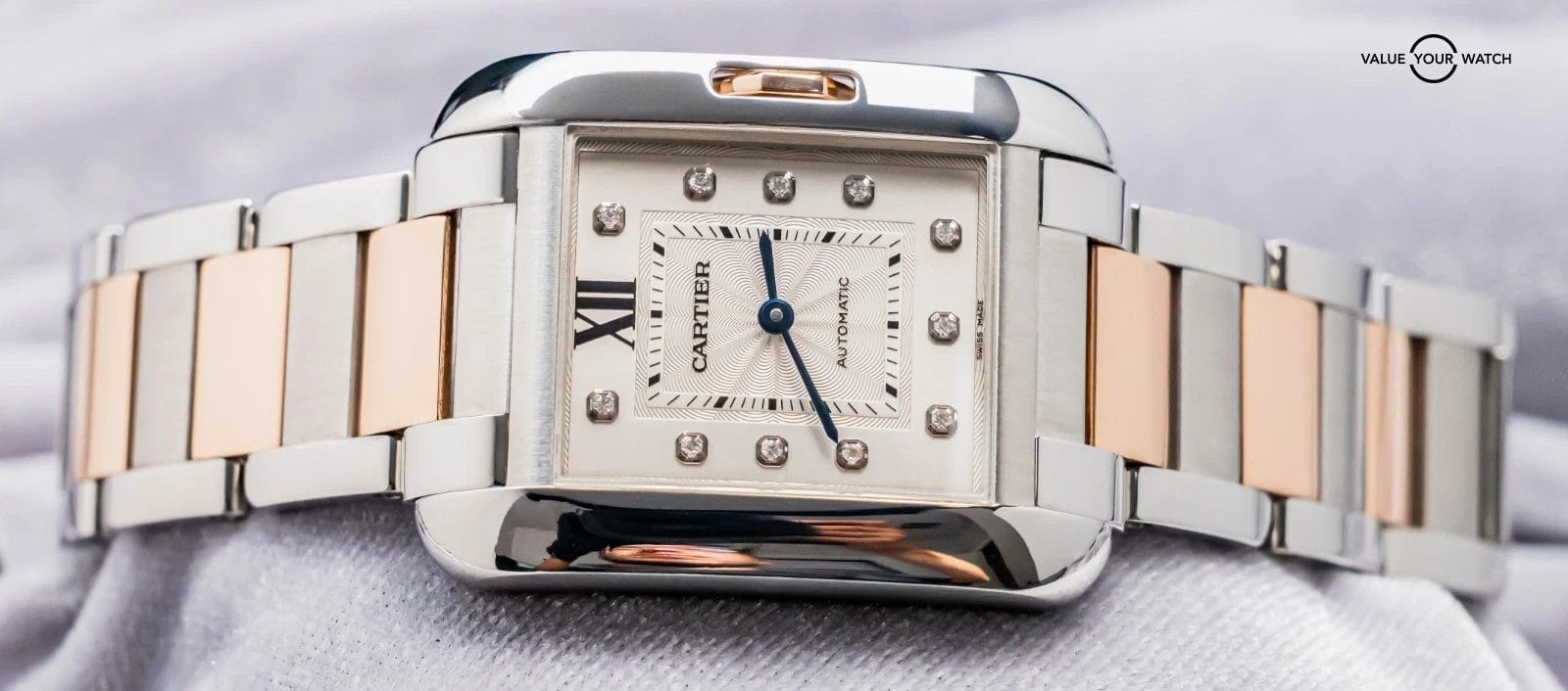 Cartier Tank Anglaise Large Model $14K MSRP Rose Gold Diamond Dial Auto WT100034 - Image 4