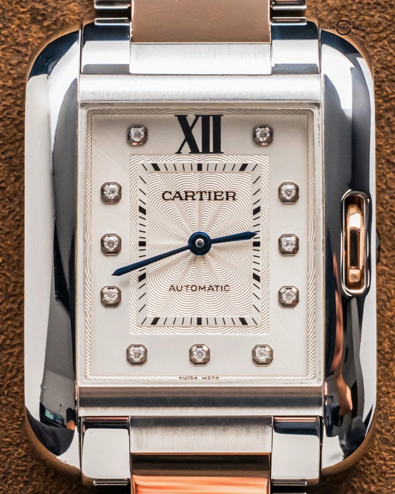 Cartier Tank Anglaise Large Model $14K MSRP Rose Gold Diamond Dial Auto WT100034 - Image 5