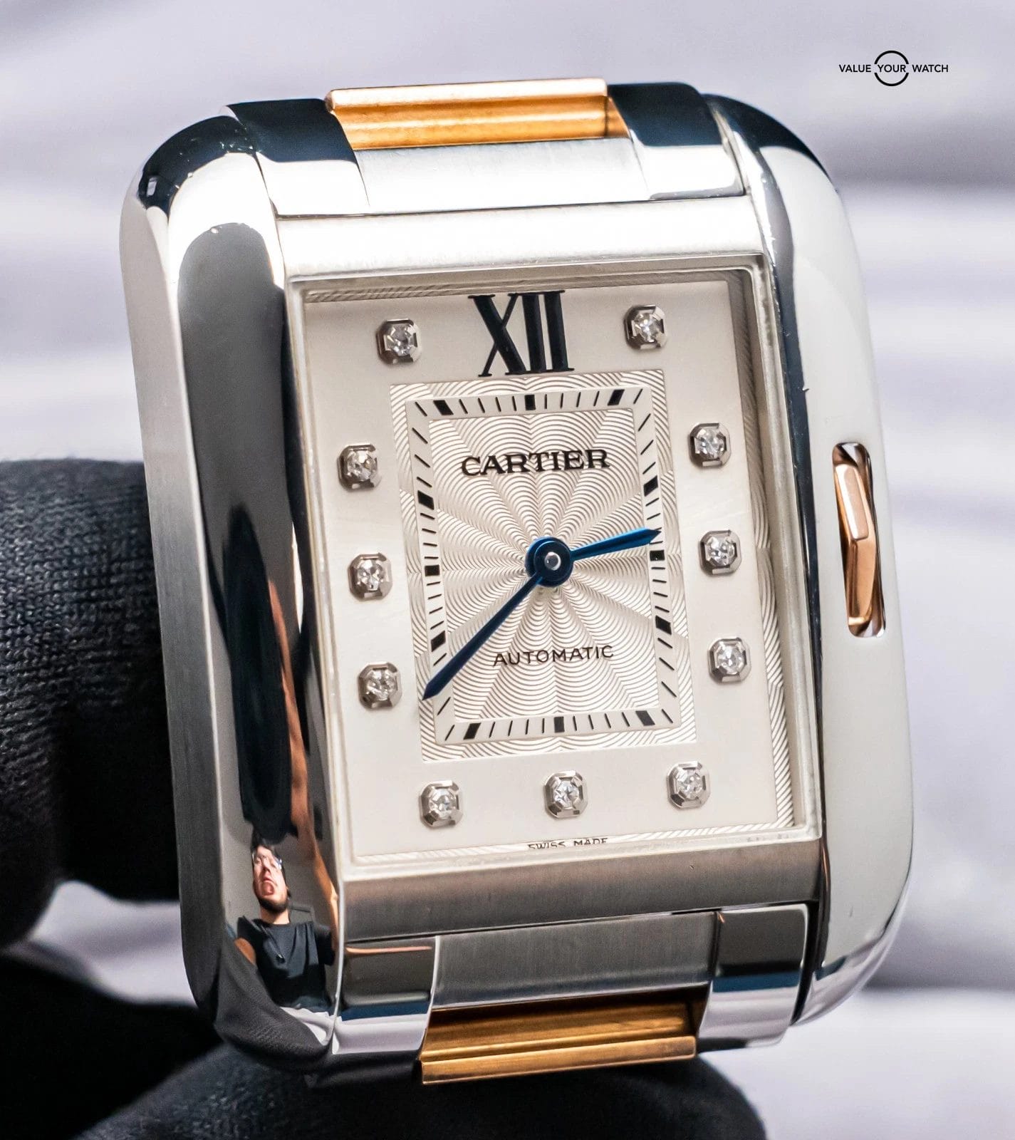 Cartier Tank Anglaise Large Model $14K MSRP Rose Gold Diamond Dial Auto WT100034 - Image 6