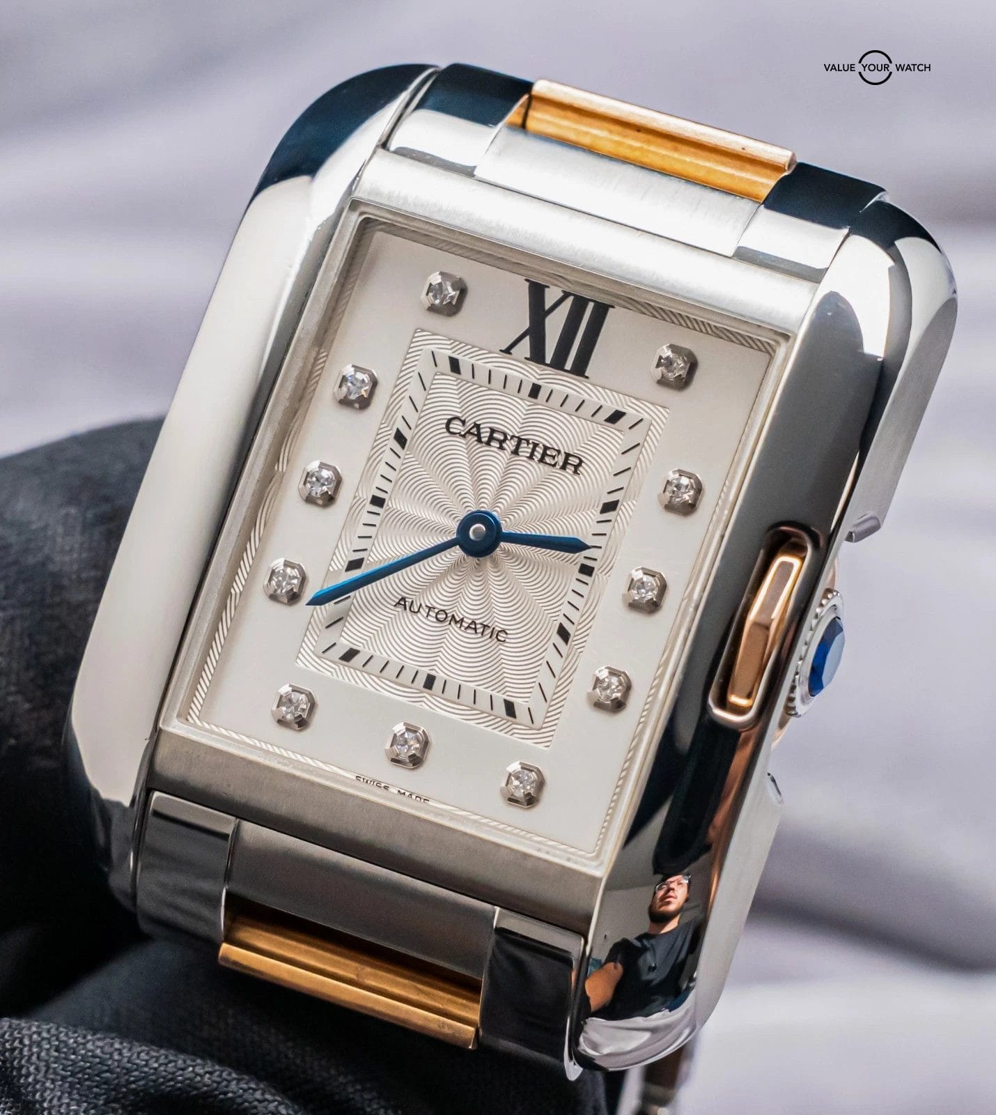 Cartier Tank Anglaise Large Model $14K MSRP Rose Gold Diamond Dial Auto WT100034 - Image 7