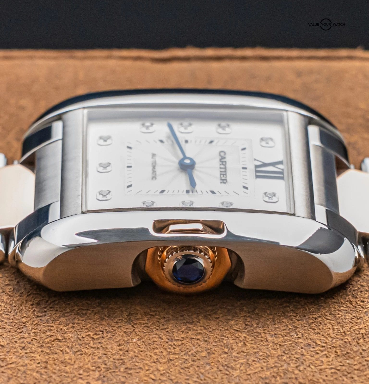 Cartier Tank Anglaise Large Model $14K MSRP Rose Gold Diamond Dial Auto WT100034 - Image 9