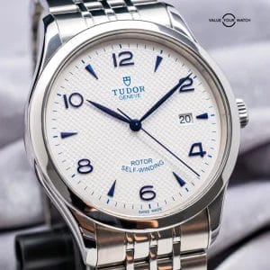 Tudor 1926 Opaline White & Blue Dial 41mm Steel Bracelet Automatic Date 91650