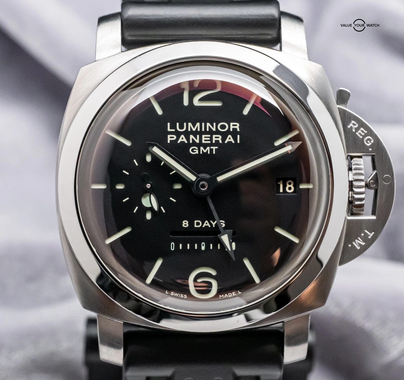 Panerai 233 Luminor 8 Days GMT $12K MSRP Black Dial PAM00233 PAM233 PAM 00233