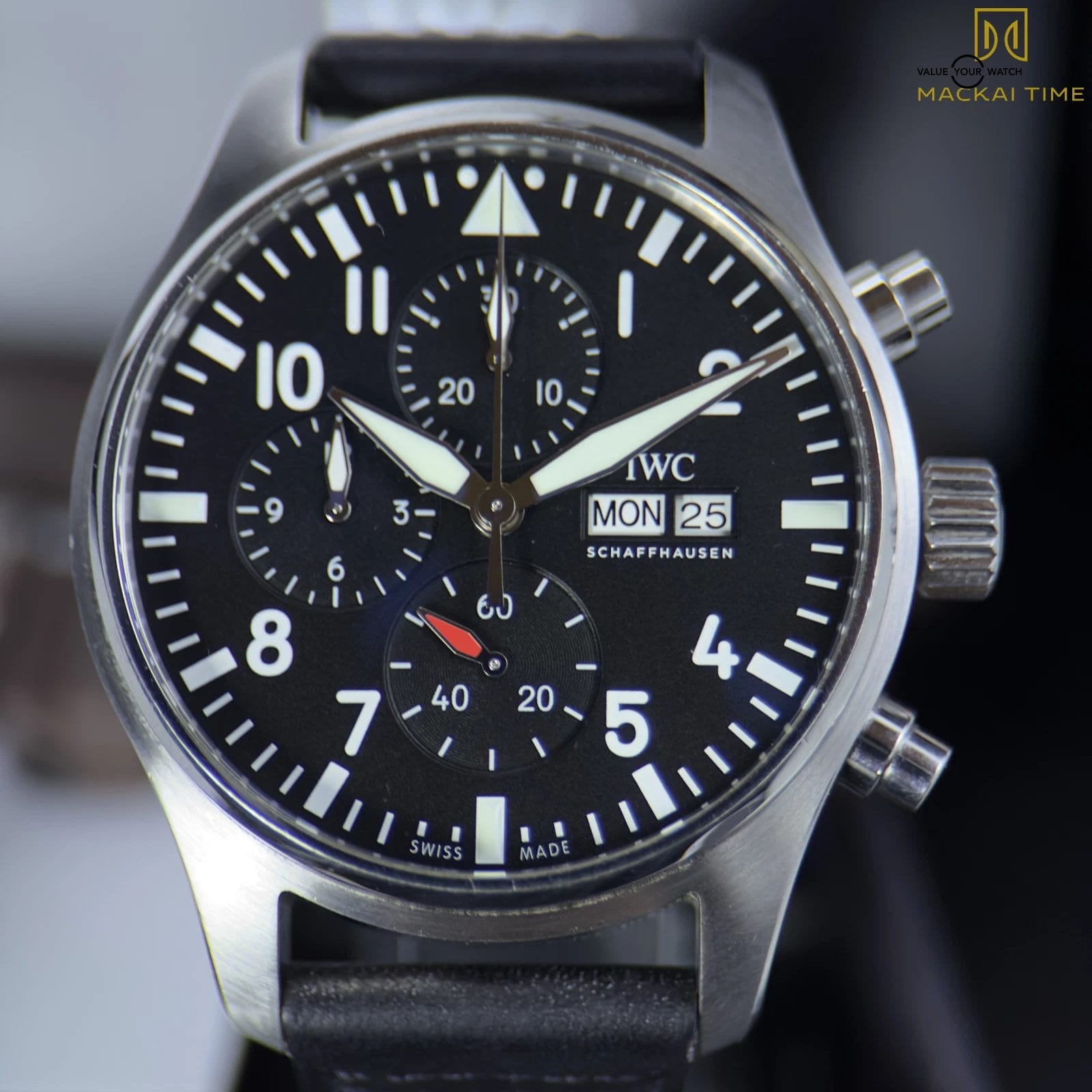 IWC Pilot's Chronograph Day/ Date 2022 Full Set IW378001 Extra Strap Black Watch