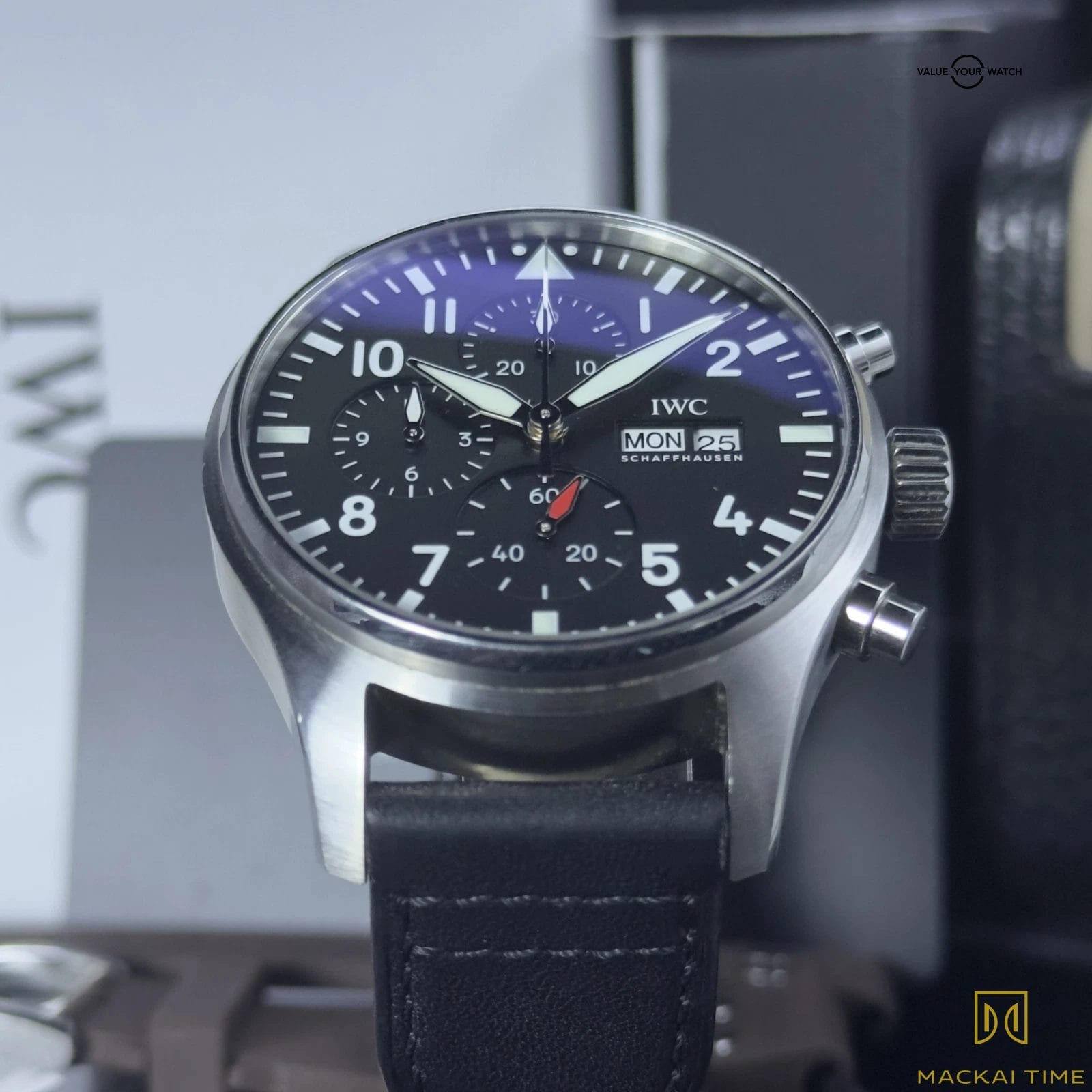 IWC Pilot's Chronograph Day/ Date 2022 Full Set IW378001 Extra Strap Black Watch - Image 7