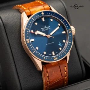Blancpain Fifty Fathoms Bathyscaphe 43mm Rose Gold blue Full set extra straps!