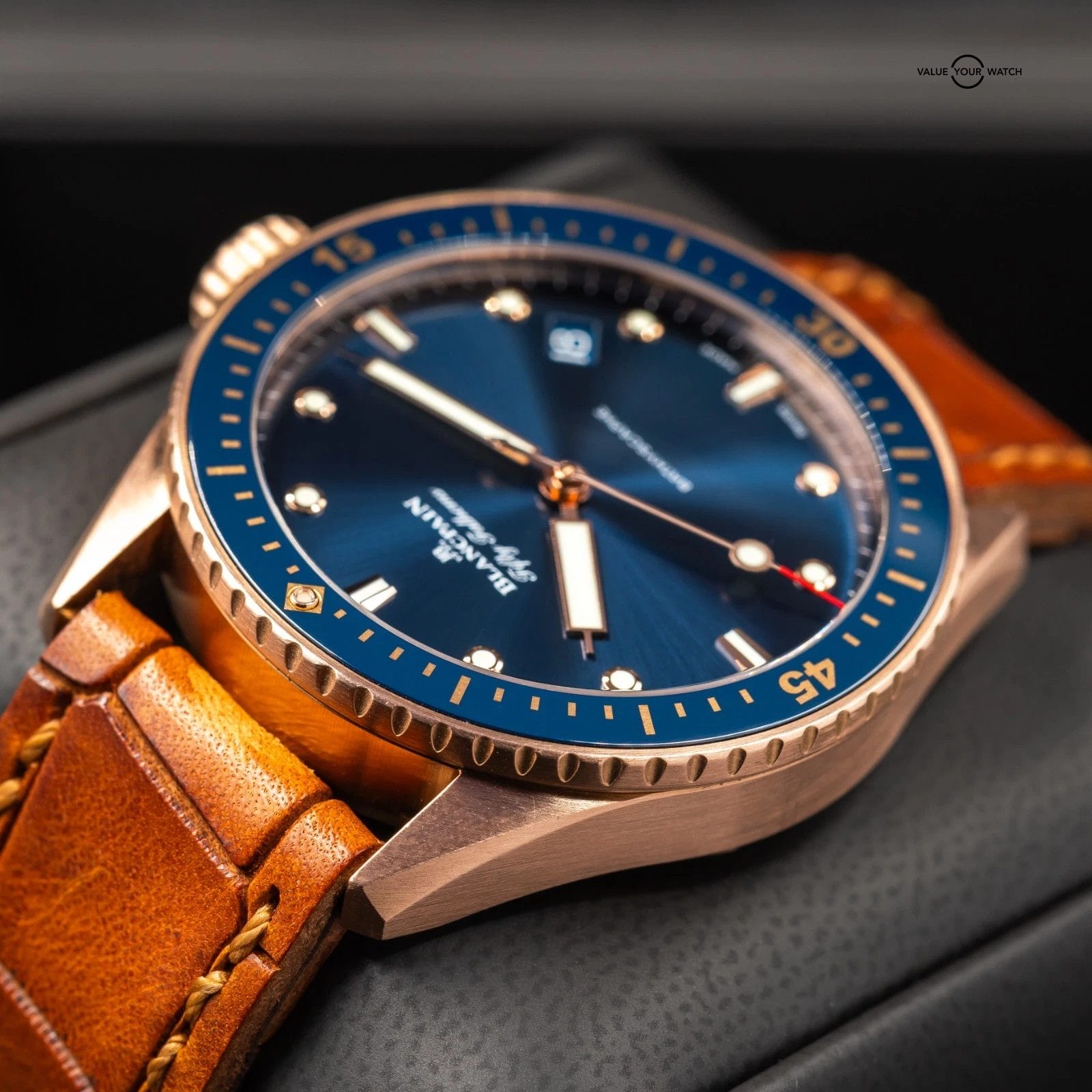 Blancpain Fifty Fathoms Bathyscaphe 43mm Rose Gold blue Full set extra straps! - Image 8